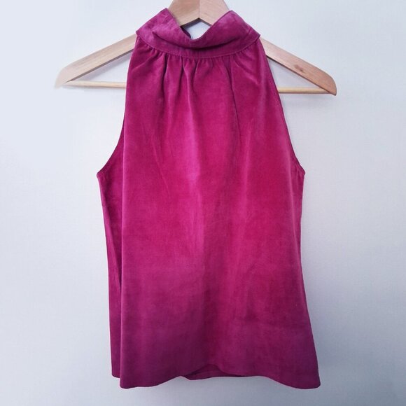 Vintage Suede Halter Top 1980s Disco Party Wilsons Suede & Leather Korea RARE - Picture 6 of 13